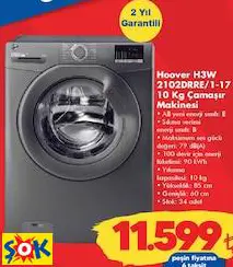 HOOVER H3W 2102DRRE/1-17 10 KG ÇAMAŞIR MAKİNESİ
